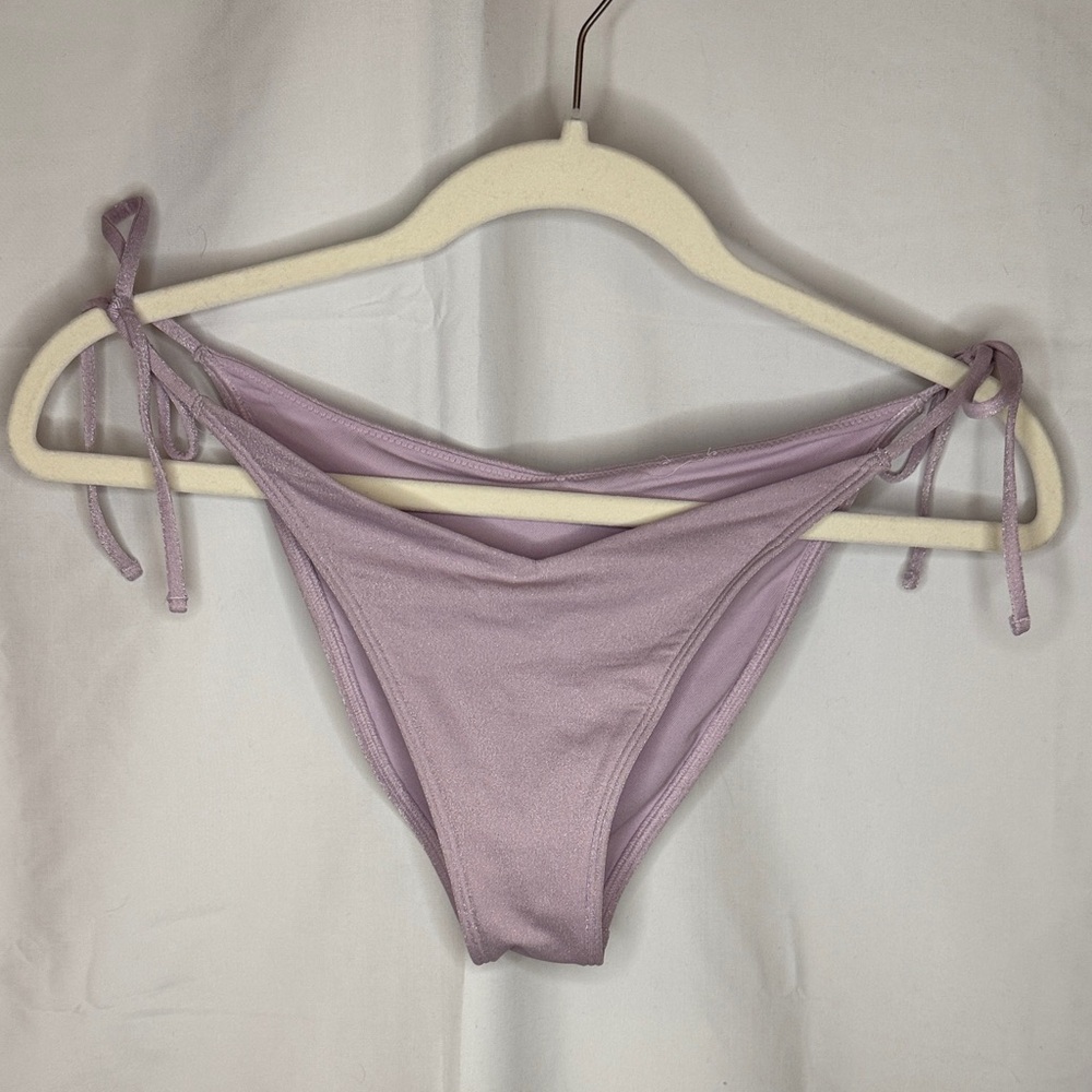 Abercrombie & Fitch Lavender Shimmer Side Tie Bikini Bottoms Swimwear - Picture 4 of 8